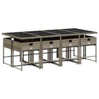 9-delige Tuinset met kussens poly rattan grijs - thumbnail