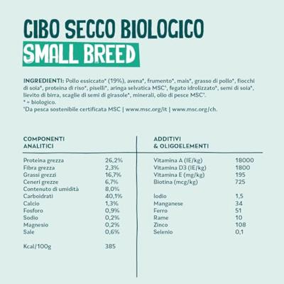 Yarrah SMALL Breeds Voedzaam biologisch droogvoer voor honden, voor kleine rassen van alle leeftijden, exquise biologische hondenbrokken met kip, 5 kg, 100% biologisch en vrij van kunstmatige
