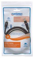 Manhattan 354998 2m USB C USB B Mannelijk Mannelijk Zwart USB-kabel - thumbnail