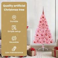 VidaXL Kunstmatig voorverlicht kerstboom met 150 led roze 120 cm pvc - thumbnail