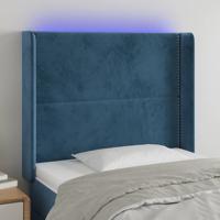 Hoofdbord LED 203x16x78/88 cm fluweel donkerblauw - thumbnail