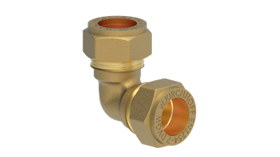 Kirchhoff Messing bocht 90°, blank, 18 mm, klemfitting voor koperen buis - 989451317