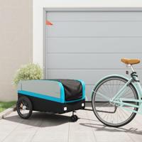 VidaXL Fietstrailer 45 kg ijzer zwart en blauw - thumbnail