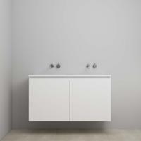 On-Line Onderkast - 120 cm - Voorgemonteerd - Greeploos 2 Deuren - Acryl Wastafel - Kraangat naar Keuze - Mat Wit - thumbnail