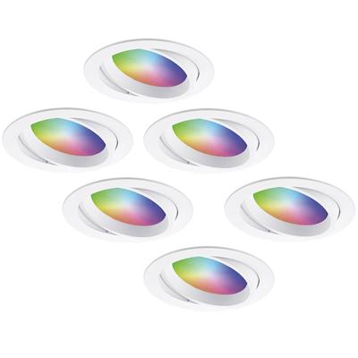 Set van 6 Luna - Smart inbouwspots - IP44 - Kantelbaar - 12 Watt 1050 Lumen (Superbright) - Wifi + Bluetooth - RGBWW - Google Home, Amazon Alexa en Siri - Wit - Badkamer, binnen en buiten Set van 6 Luna - Smart inbouwspots - IP44 - Kantelbaar - 12 Watt 1050 Lumen (Superbright) - Wifi + Bluetooth - RGBWW - Google Home, Amazon Alexa en Siri - Wit - Badkamer, binnen en buiten