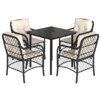 5-delige Tuinset met kussens poly rattan zwart - thumbnail