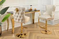 In hoogte verstelbare barkruk CASTLE DELUXE beige fluweel goud roestvrij staal met leeuwenkop - 46149 - thumbnail