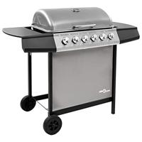 Gasbarbecue met 6 branders zwart en zilverkleurig - thumbnail