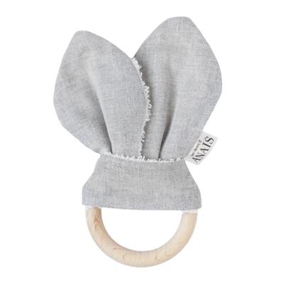 Trixie bijtring 17 cm katoen grijs/beige