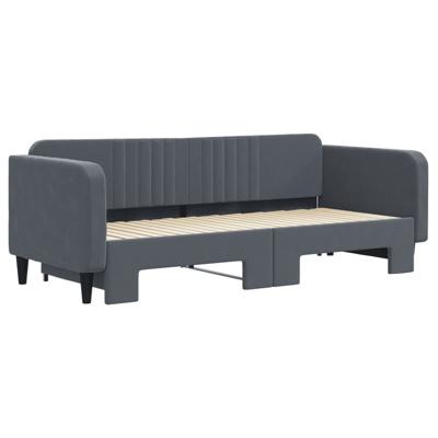 Slaapbank met onderschuifbed 90x200 cm fluweel donkergrijs