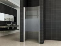 Partly nisdeur rechts 700 x 2000 x 8 mm nano helder glas met melkglas middenband/chroom - thumbnail