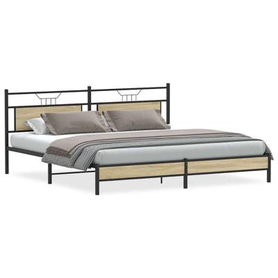Bedframe zonder matras metaal sonoma eikenkleur 200x200 cm