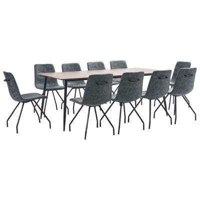 vidaXL 11-delige Eethoek kunstleer zwart