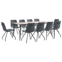 vidaXL 11-delige Eethoek kunstleer zwart - thumbnail