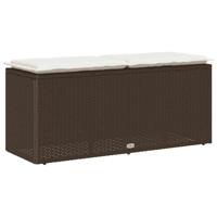 Tuinbank met kussen 110x40x44 cm poly rattan bruin - thumbnail