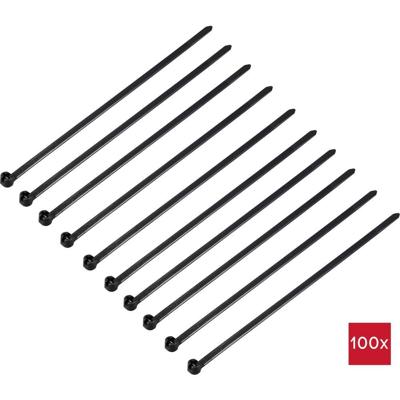 TRU COMPONENTS TC-12814140 Kabelbinder 140 mm 3.6 mm Zwart Met metalen tong, UV-bestendig 100 stuk(s)