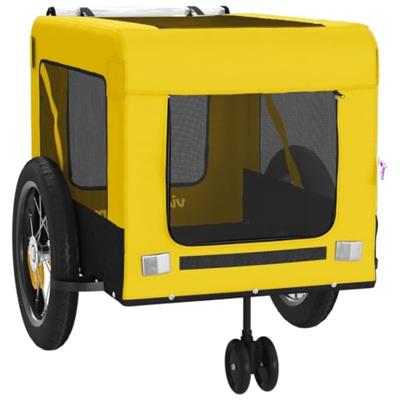 Hondenfietstrailer oxford stof en ijzer geel en zwart - thumbnail