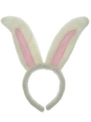 Konijnenoren diadeem wit/roze