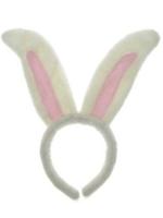 Konijnenoren diadeem wit/roze - thumbnail