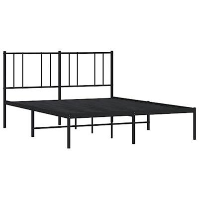 Bedframe met hoofdbord metaal zwart 150x200 cm
