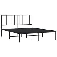 Bedframe met hoofdbord metaal zwart 150x200 cm - thumbnail