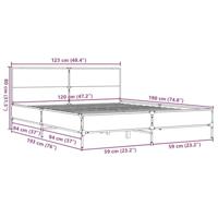 Bedframe bewerkt hout metaal bruin eikenkleur 120x190 cm - thumbnail