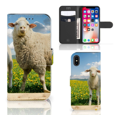 Apple iPhone X | Xs | Telefoonhoesje | Met pasjeshouder | Schaap en Lammetje