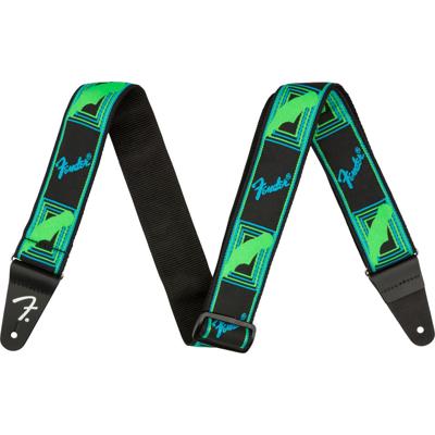 Fender Neon Monogrammed Strap gitaarband groen/blauw