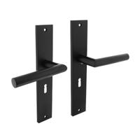 Deurkruk Bastian op langschild 245x45mm sleutelgat 56mm mat zwart - thumbnail