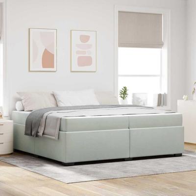 Bedframe met matras Lichtgrijs 200 x 200 cm Fluweel