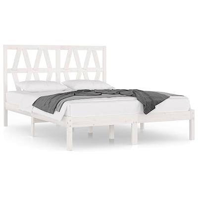 Bedframe massief grenenhout wit 120x190 cm