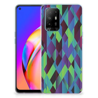 OPPO A94 5G | Reno5 Z | TPU Hoesje | Abstract Green Blue