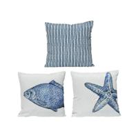 Kussen Blauw Wit Multicolour 40 x 40 cm - thumbnail