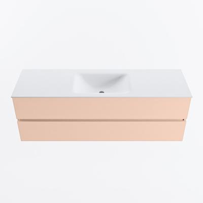 MONDIAZ VICA 150cm badmeubel onderkast Rosee 2 lades. Wastafel CLOUD midden zonder kraangat, kleur Talc.