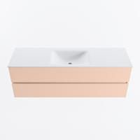 MONDIAZ VICA 150cm badmeubel onderkast Rosee 2 lades. Wastafel CLOUD midden zonder kraangat, kleur Talc. - thumbnail