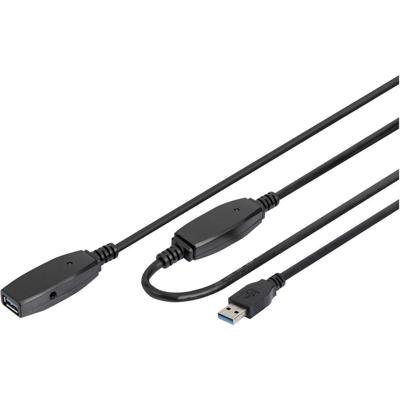 Digitus DA-73105 USB-kabel USB 3.2 Gen1 USB-A stekker, USB-A bus 10.00 m Zwart Afgeschermd, Afgeschermd (dubbel)