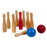Outdoor Play Houten Tuin Bowlingset met 9 Kegels en 2 Ballen - thumbnail