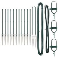 VidaXL Afrasteringspaal 13 pcs groen staal - thumbnail