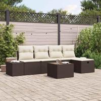 Tuinbankenset met kussen 6 pcs Bruin poly rattan - thumbnail