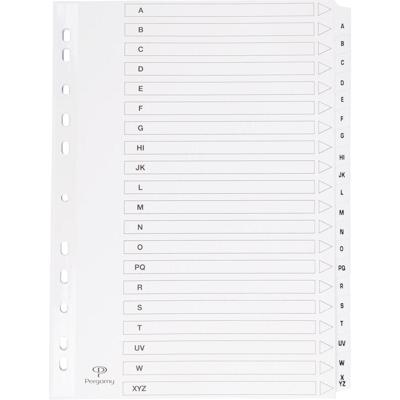 Pergamy tabbladen met indexblad, ft A4, 11-gaatsperforatie, A-Z met 20 tabs