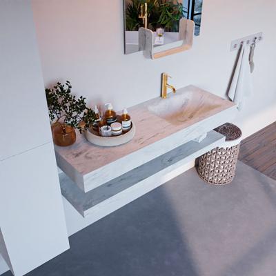 MONDIAZ ALAN-DLUX 130cm planchet Opalo. Vrijhangende wastafel CLOUD rechts 1 kraangat, kleur Opalo. MONDIAZ ALAN-DLUX 130cm planchet Opalo. Vrijhangende wastafel CLOUD rechts 1 kraangat, kleur Opalo.