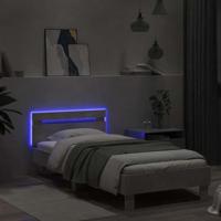 Bedframe met hoofdbord en LED-verlichting betongrijs 90x190 cm - thumbnail