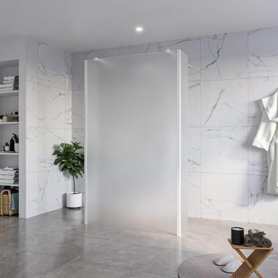 Fortifura Galeria Vrijstaande Inloopdouche - 120x200cm - Glas mat - antikalk - 8mm veiligheidsglas - 2 zijwanden 30cm - wandsteunen en hoekprofielen - Wit mat SW927768 2x/SW797928/SW797931 2x/SW541264 2x