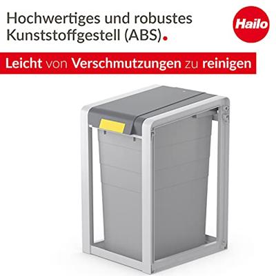 Hailo ProfiLine Öko XL 9352020 Afvalscheidingssysteem 35 l Kunststof (b x h x d) 350 x 570 x 415 mm Grijs 1 stuk(s)