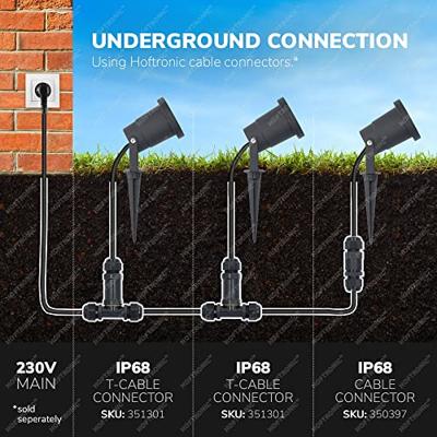 Set van 6 Sydney Smart prikspots - RGBWW - Wifi + Bluetooth - 5,5 Watt 345 lumen - IP65 Waterdicht - 1,5m netsnoer - Bestuurbaar via app - Google Home, Amazon Alexa en Siri - Zwart - Tuinspots