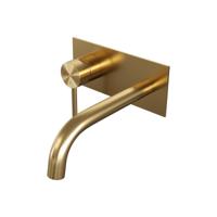 Gold Edition inbouw wastafelmengkraan A2 goud geborsteld PVD - gebogen uitloop en afdekplaat - thumbnail