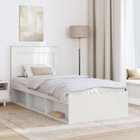 Bedframe met hoofdeinde Wit 90 x 190 cm Massief grenenhout - thumbnail