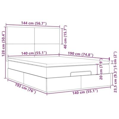 Ottoman bed met matras en LED's 140x190cm stof donkerbruin