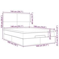 Ottoman bed met matras en LED's 140x190cm stof donkerbruin - thumbnail