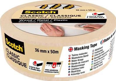 Afplaktape scotch classic 36mmx50m beige Afplaktape scotch classic 36mmx50m beige